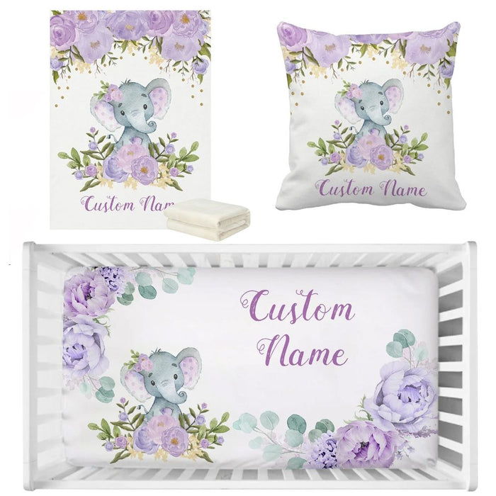 Flower Elephant Crib Bedding Set