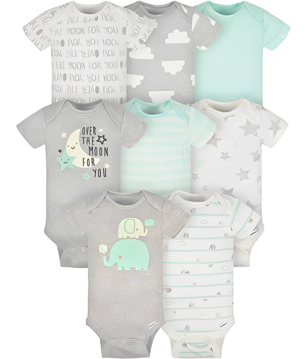 Infant 8 Pieces Short Sleeve Bodysuits Set