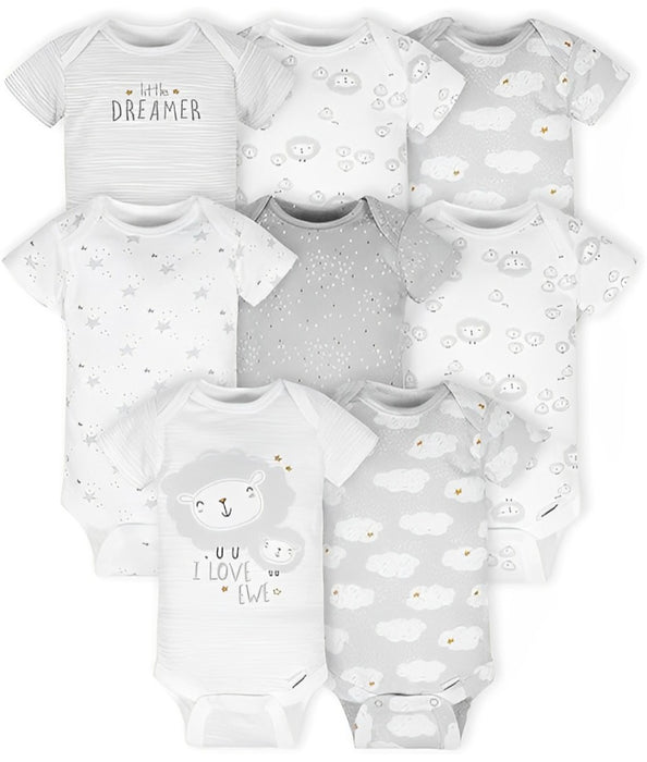 Infant 8 Pieces Short Sleeve Bodysuits Set