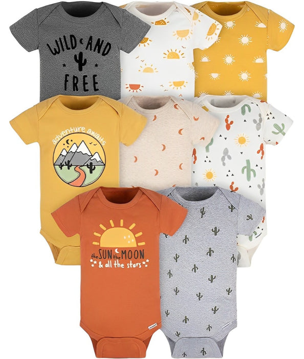 Infant 8 Pieces Short Sleeve Bodysuits Set