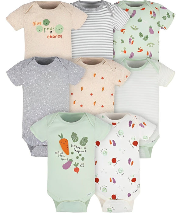 Infant 8 Pieces Short Sleeve Bodysuits Set