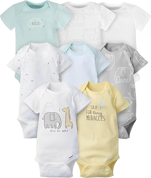 Infant 8 Pieces Short Sleeve Bodysuits Set