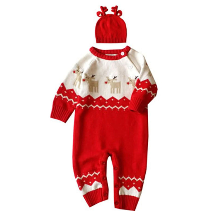 Knitted Romper Jumpsuit With Hat