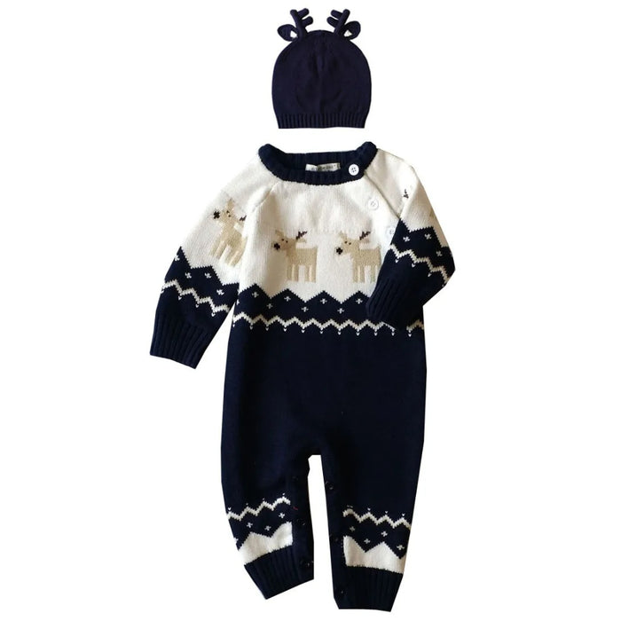 Knitted Romper Jumpsuit With Hat