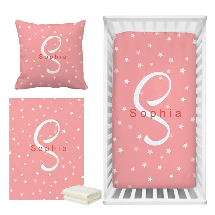 Name And Monogram Color Star Bedding Set