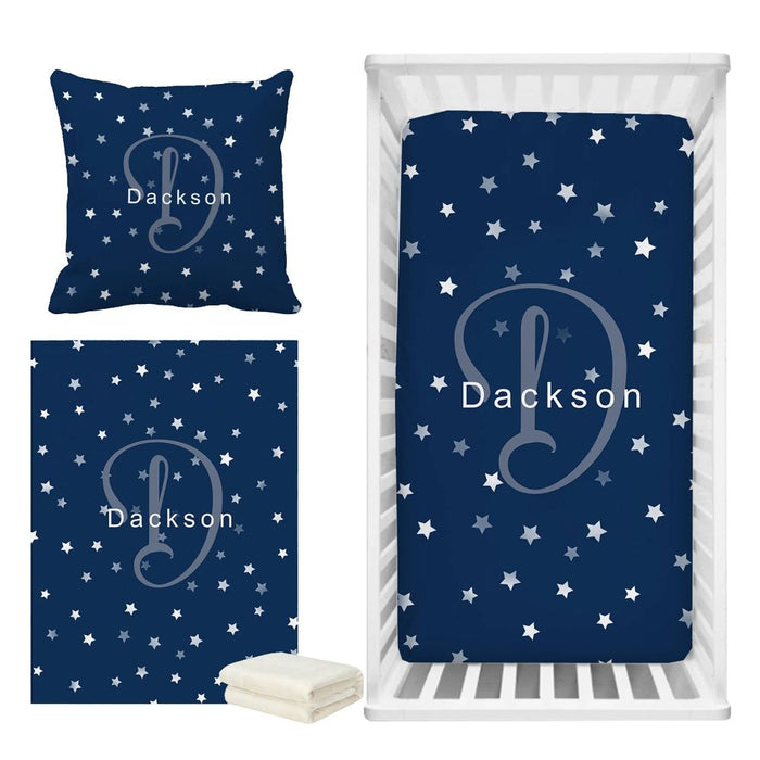 Name And Monogram Color Star Bedding Set