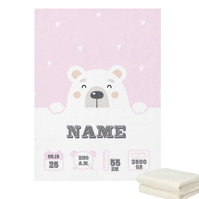 Personalized Birth Bear Llama Blanket