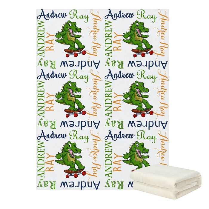 Personalized Dinosaur Bedding Blanket