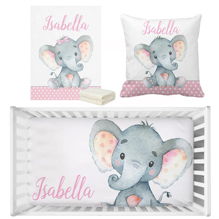 Personalized Elephant Crib Bedding Set