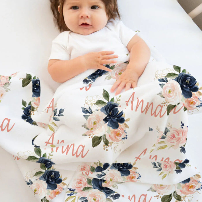 Personalized Floral Design Blanket