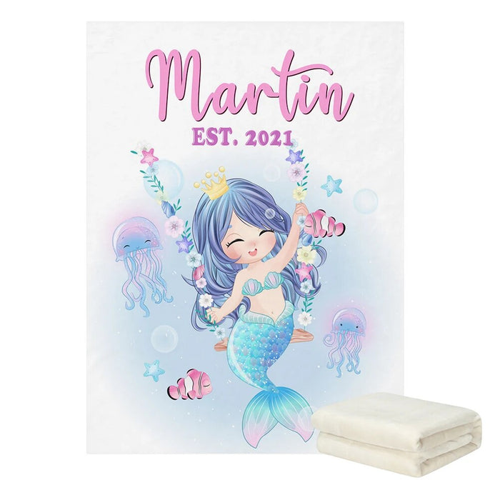 Personalized Name Mermaid Blanket