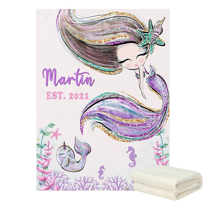 Personalized Name Mermaid Blanket