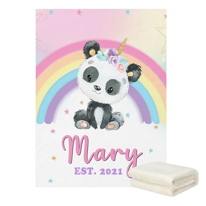 Personalized Name Panda Blanket