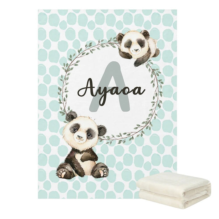 Personalized Name Panda Blanket