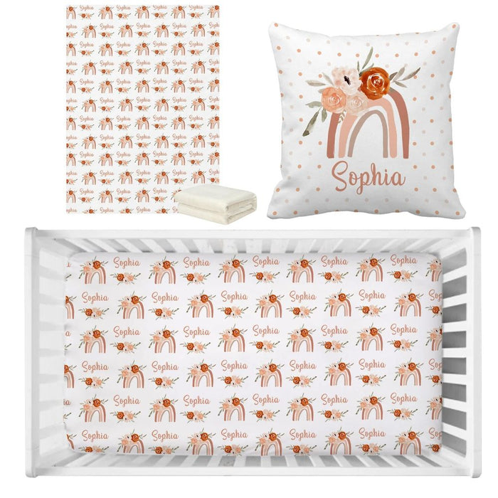 3 pieces Personalized Flowers Nursery Bedding Set