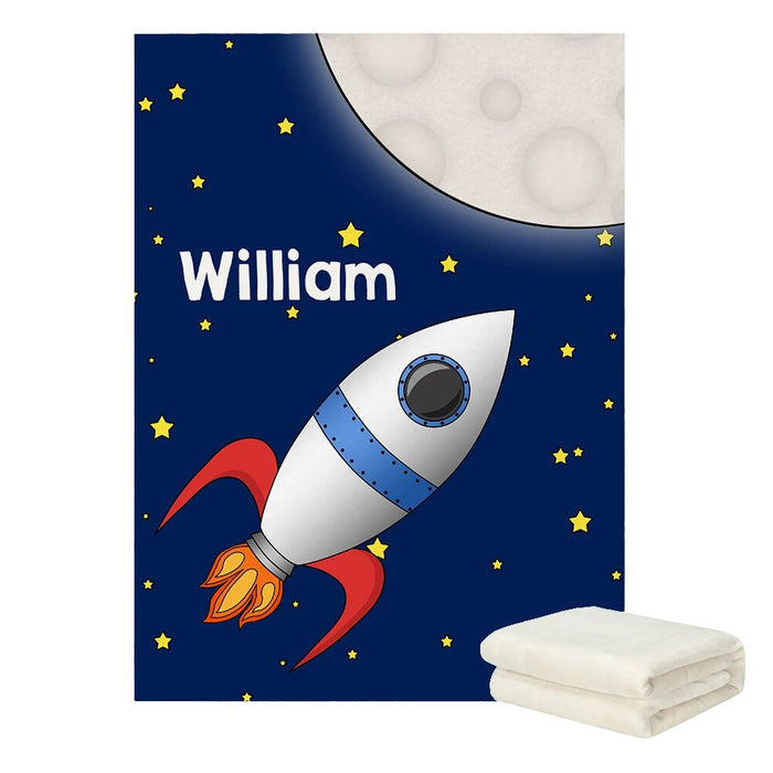 Personalized Space Rocket Kids Blanket