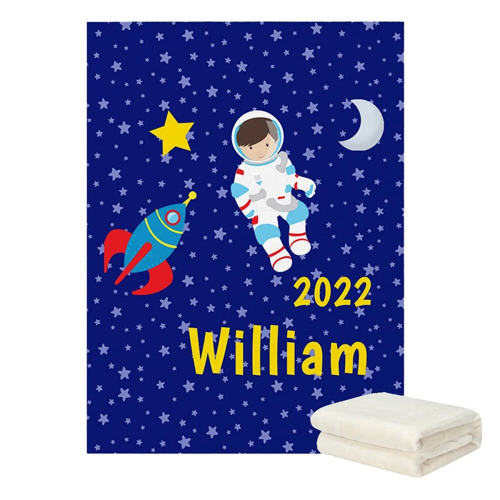 Personalized Space Rocket Kids Blanket