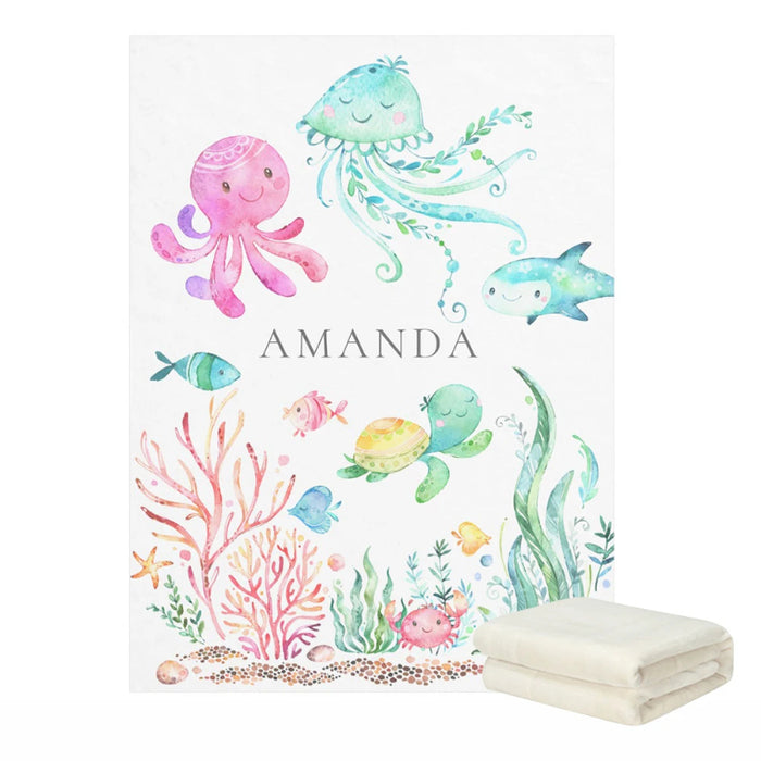 Personalized Underwater Whimsy Patterned Blankets