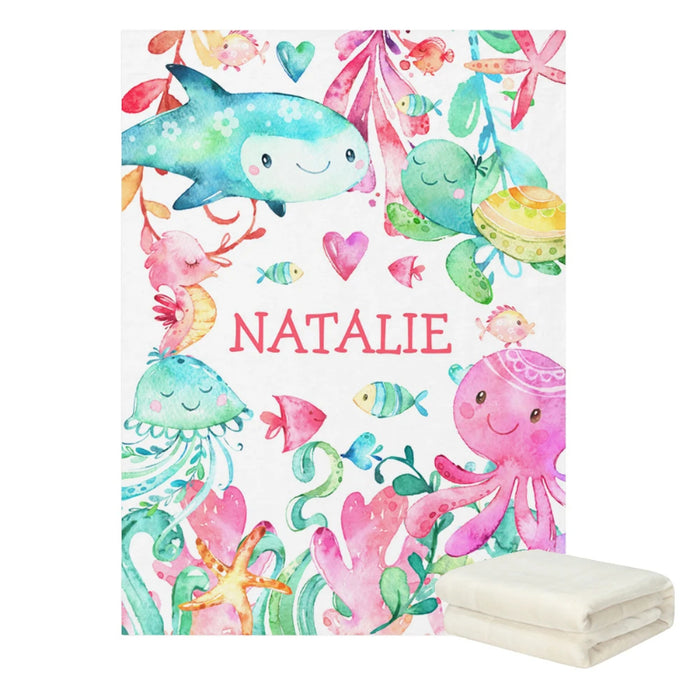 Personalized Underwater Whimsy Patterned Blankets