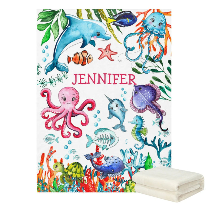 Personalized Underwater Whimsy Patterned Blankets