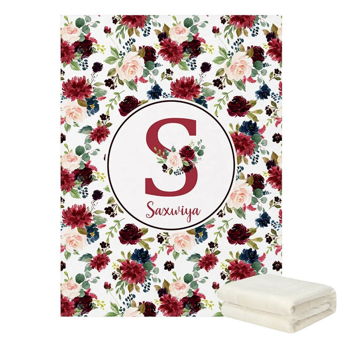 Personalized Watercolor Floral Bedding Set