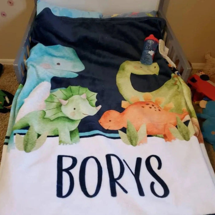 Watercolor Dinosaur Patterned Blanket