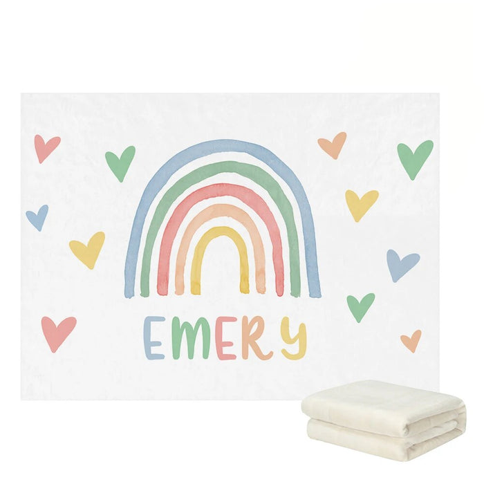 Watercolor Rainbow Personalized Name Blanket