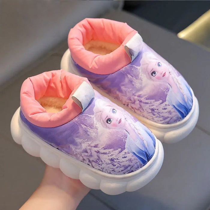 Printed Waterproof Princess Elsa Thick Sole Boots