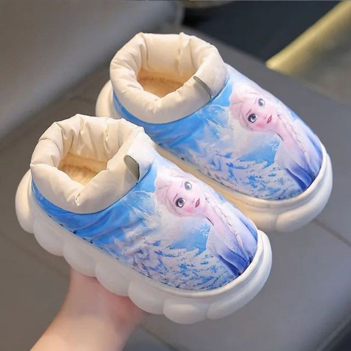 Printed Waterproof Princess Elsa Thick Sole Boots