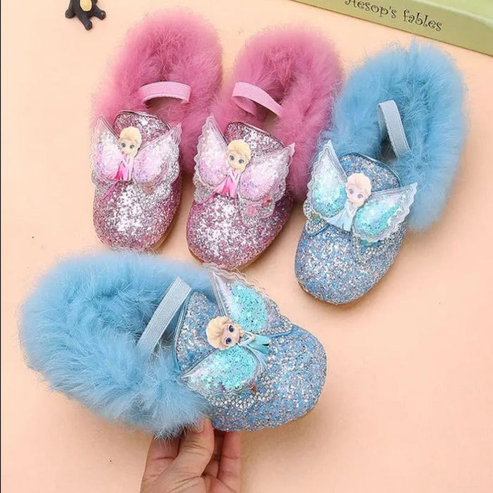 Winter Casual Sequins Elsa Princess Shoes