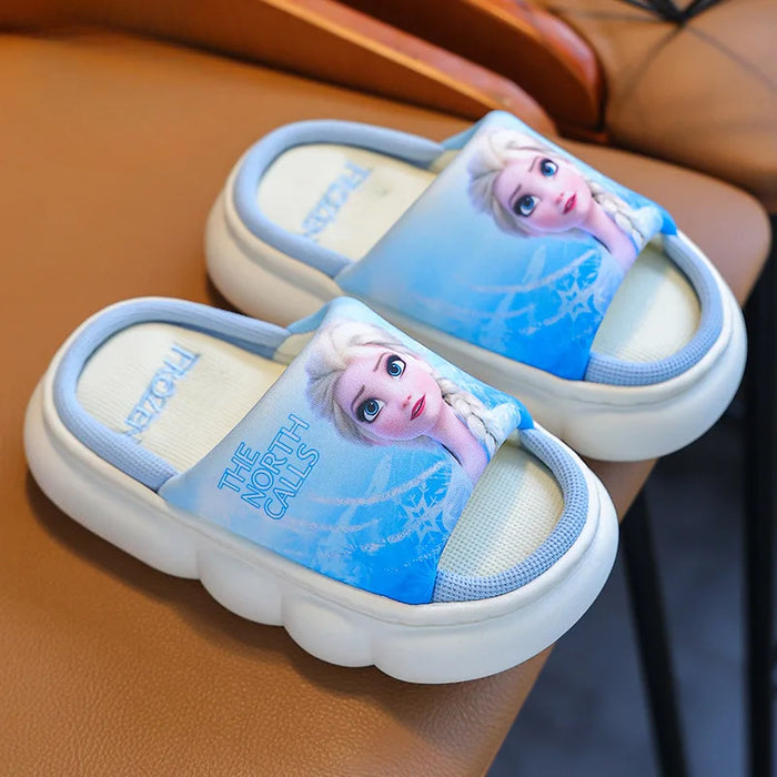 Soft Slide Slippers With Frozen Princess Elsa Print