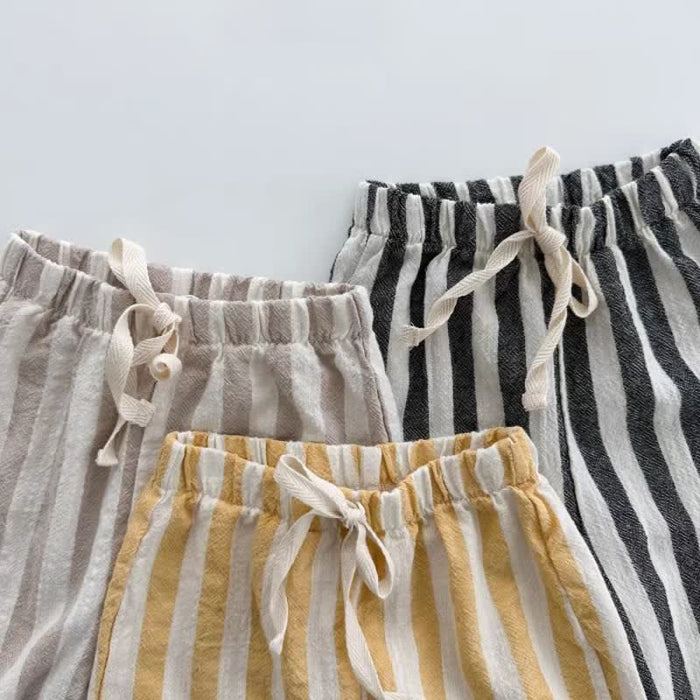 Baby Striped Drawstring Casual Pants