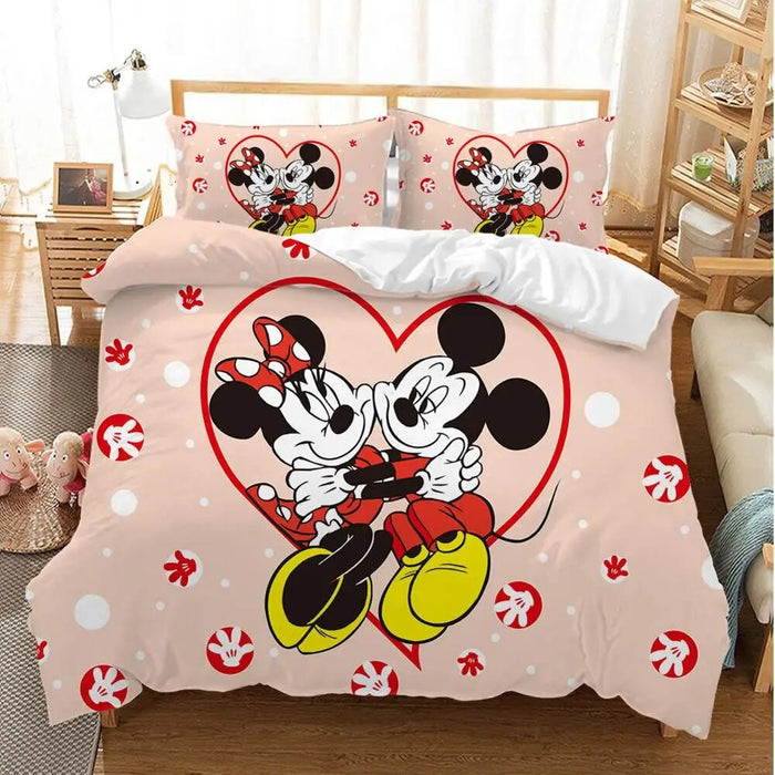 Cartoon Mickey Minnie Bedding Set