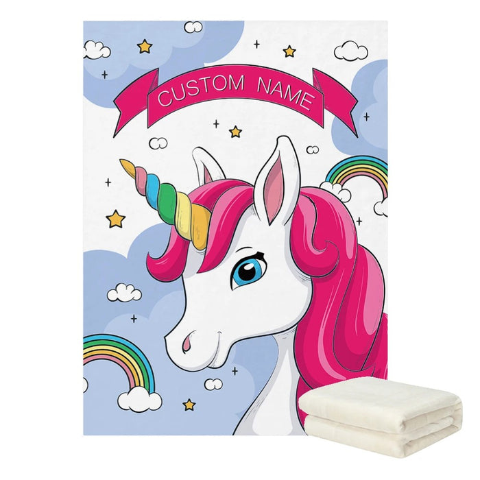 Drawn Unicorn Custom Name Blanket