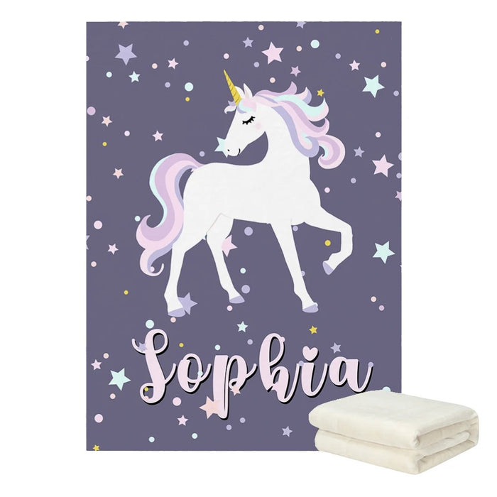 Unicorn Custom Name Blanket