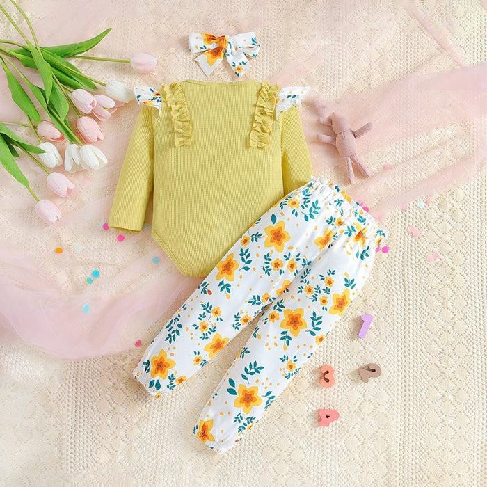 3 Piece Autumn Baby Girl Outfit Set