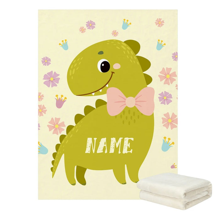 Dinosaur Personalized Name Baby Blanket