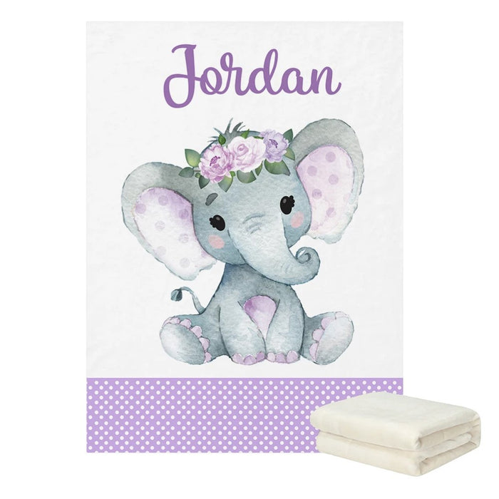 3 Piece Flower Elephant Custom Name Bedding Set