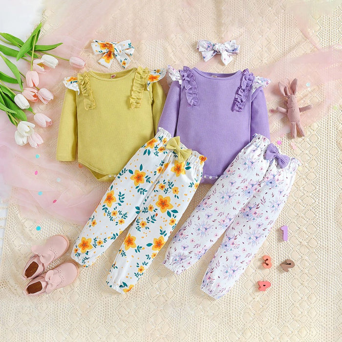 3 Piece Autumn Baby Girl Outfit Set