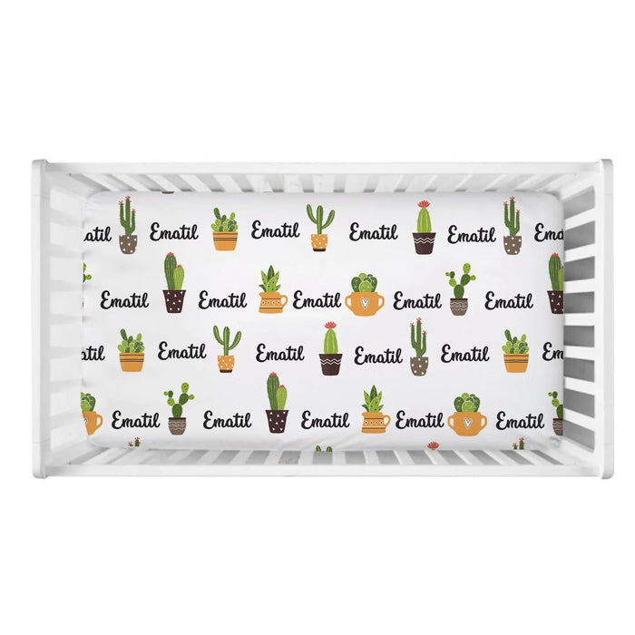 3 Pieces Cactus Crib Custom Name Bedding Set