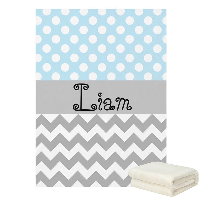 Personalized Name Wavy And Dots Pattern Blanket