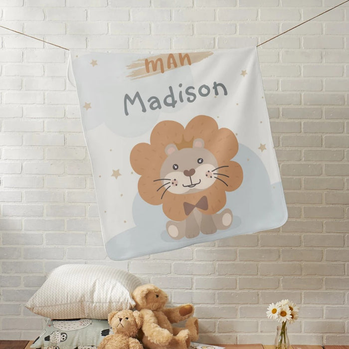 Custom Name Little Jungle Animals Lion Blanket