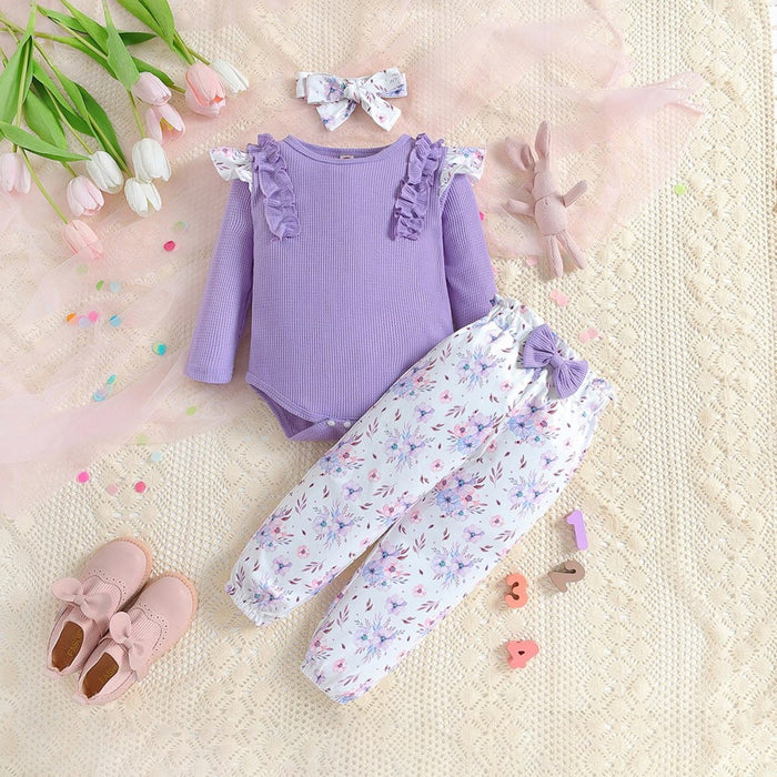 3 Piece Autumn Baby Girl Outfit Set