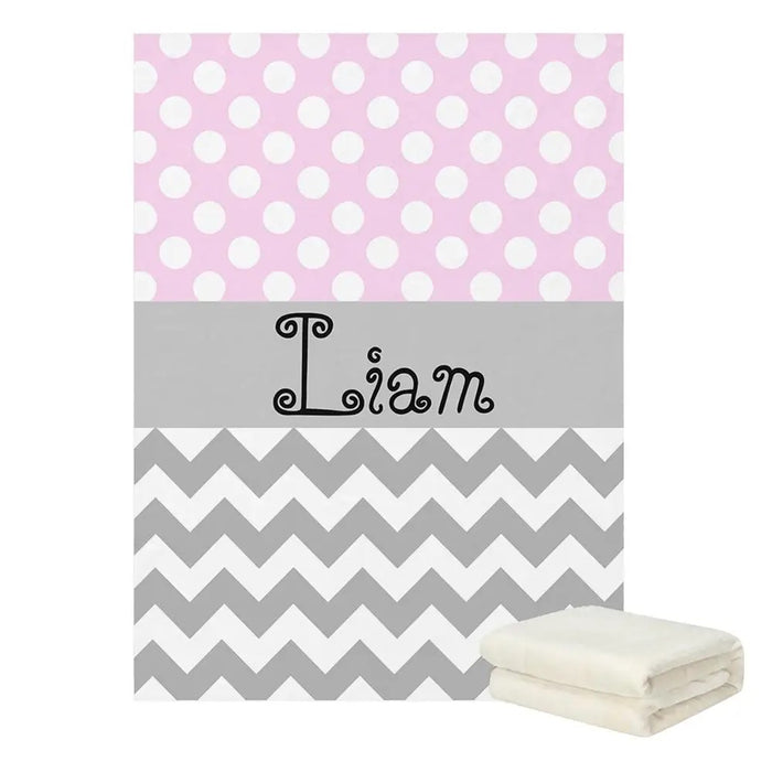 Personalized Name Wavy And Dots Pattern Blanket