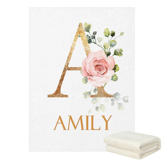 Letter Monogram Peach Rose Bedding Set