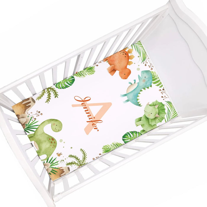 Watercolor Dinosaur Greenery Blanket