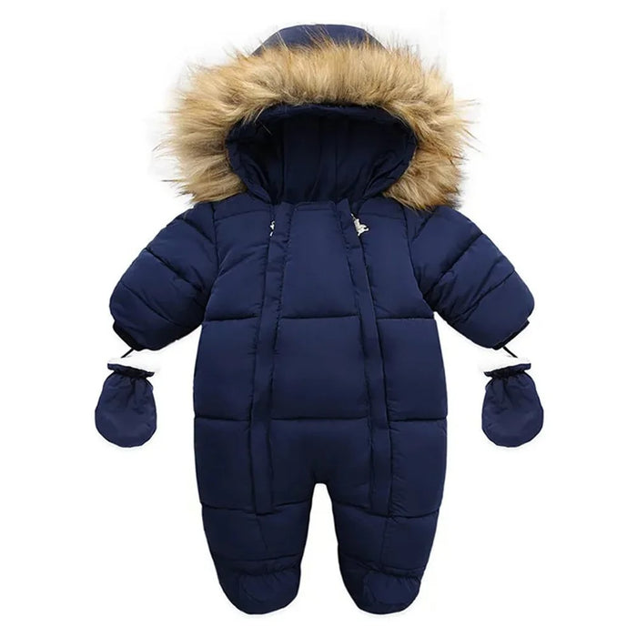 Winter Baby Romper With Hood And Gloves