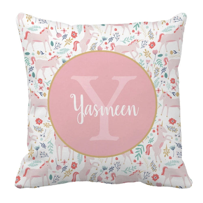 Floral Unicorn Personalized Name Bedding Set