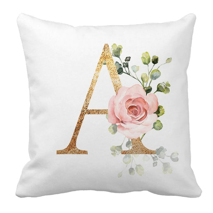 3 Piece Letter Monogram Peach Rose Bedding Set