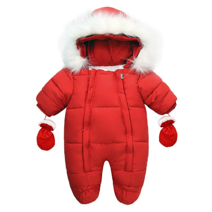 Winter Baby Romper With Hood And Gloves